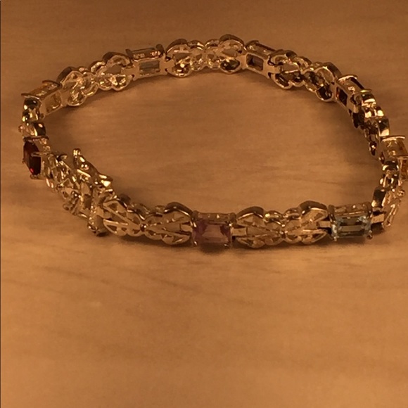 Beautiful Multi-stone Sterling Silver Bracelet - Picture 3 of 8